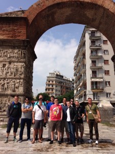 Droidcon speakers in Thessaloniki, under the Arch of Galerius 